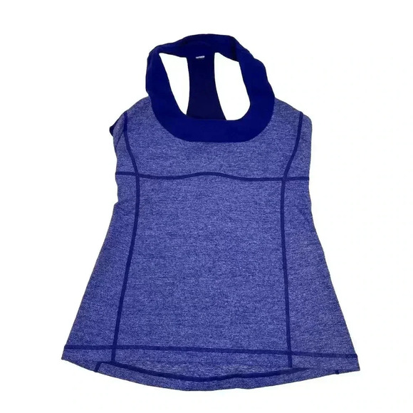 Lululemon Size 6 Royal Blue Scoop Neck Racer Back Tank Top W/ Bra - Picture 3 of 9